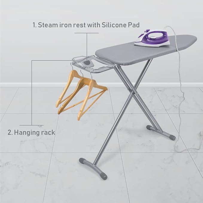 Duwee 12"x36" Ironing Board with Heat Resistant Cover and Thicken Felt Pad, Heavy Sturdy Legs