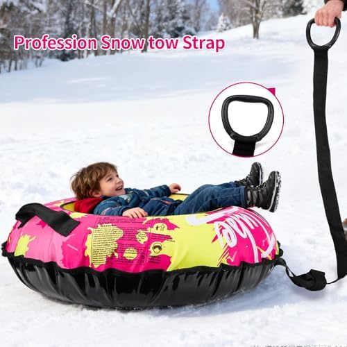 Inflatable Heavy Duty Snow Tube Durable Fabric Cover(Green/Red)