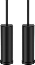 Black Toilet Brush and Holder Set，2 Pack Stainless Steel Heavy Duty Toilet Bowl Brush，Extra Long Handled Modern Toilet Cleaner Brush with Replaceable Head, Removable Inner Bowl, and Splash Protection