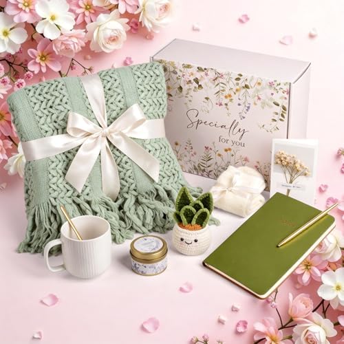 Birthday Gift for Women Friendship, Gifts for Women Birthday Unique Self Care, Gifts Basket for Best Friend, Sister, Mom, Teen Girls, Wife, Girlfriend, Coworker (Green)