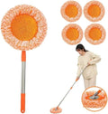 Orange 360° Rotatable Adjustable Cleaning Mop, Extendable Wall Cleaning Mop with Long Handle, Multifunctional Dust Mops Household Rotating Mops for Wall Ceiling Window Floor