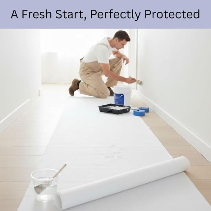 Disposable Single-Use Nonwoven Drop Cloth and Cover | Size: 30 x 30 Inch | 1 Roll with 200 perfurated pieces | Color: White | Disposable sheets for covering furniture, floors from dust and paint