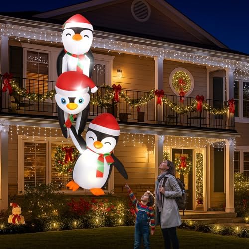 Soulchen 7ft Penguin Christmas Inflatable Roof Hanging Outdoor Decorations