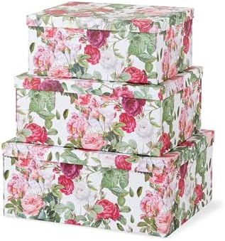 Soul & Lane - Rose Romance Decorative Storage Boxes with Lids, Set of 3