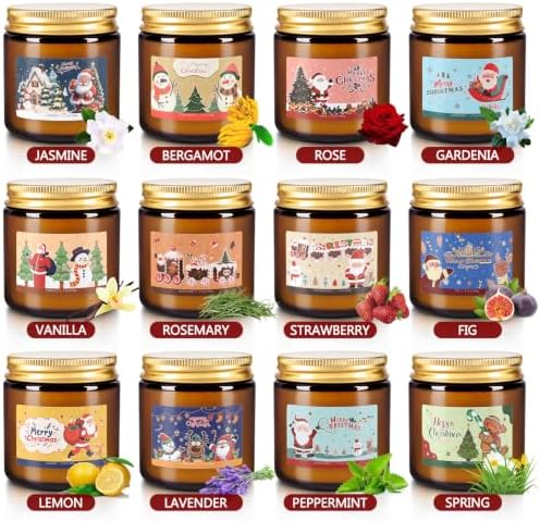 12 Pack Christmas Scented Candle Gift Set, Jar Candle Set (3.5 oz)