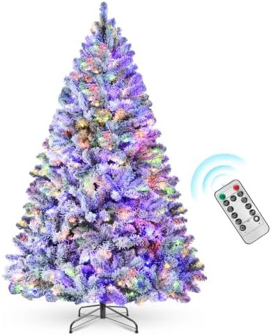 Pre-Lit Snow Flocked Christmas Tree,6.5FT for Home Decor