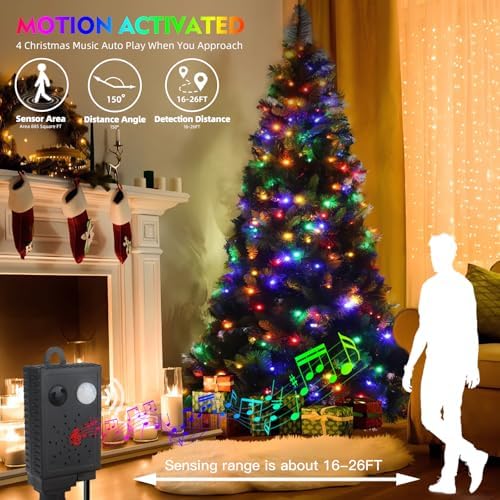 MZD8391 105FT 300LED Christmas Light, Christmas Tree Lights with Music