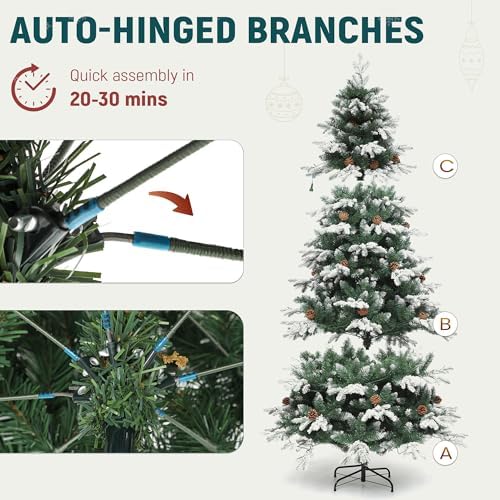 YITAHOME Prelit Layered Pre-Decorated Christmas Tree 7.5ft with Remote