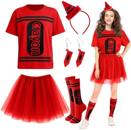 7 Pcs Crayon Costume Set for Adults Women