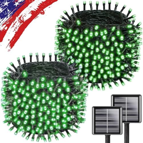 KAQ 2pack 500LED Solar String Lights Outdoor Waterproof Green