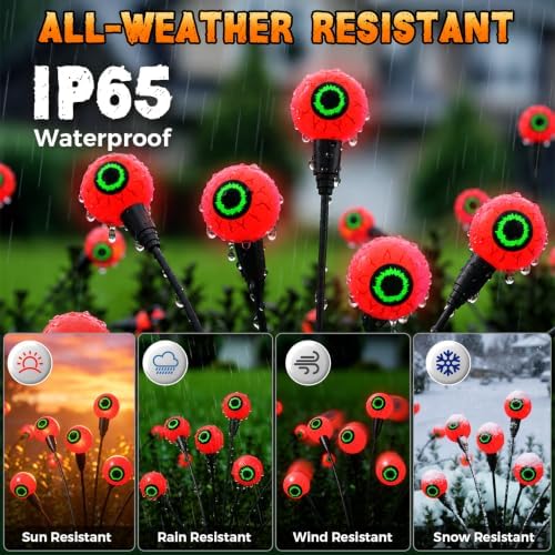 Halloween Decorations Outdoor, 6Pack 48 LEDs Solar Eyeball Lights
