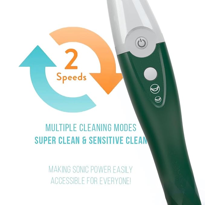 Tao Clean UV Sanitizing Sonic Toothbrush and Cleaning Station, Electric Toothbrush, Dual Speed Setting, Evergreen
