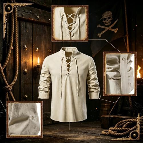 10Pcs Men Medieval Viking Pirate Renaissance Costume