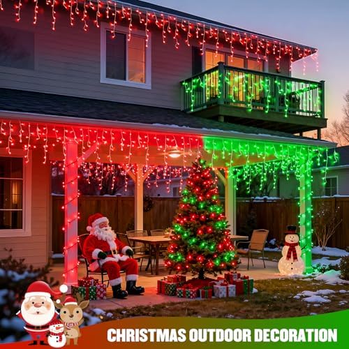 JMEXSUSS Color Changing Icicle Lights for Outside, 11 Modes 400 LED