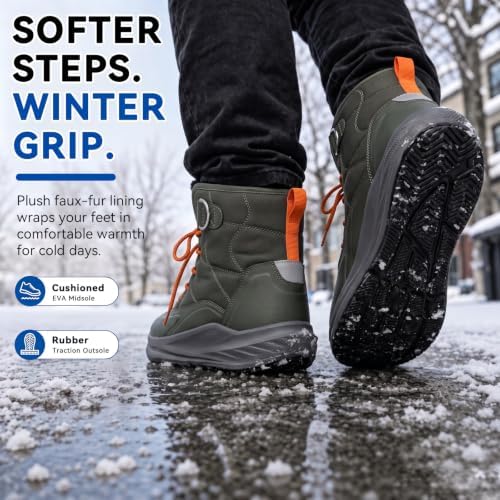 relxfeet Men's Waterproof Winter Snow Boots Wide Toe Box