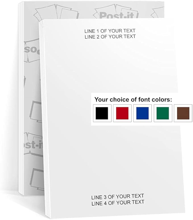 Custom 4x6 Post-it Notes® – Personalized Text Sticky Notes, 6 Pads x 50 Sheets (300 Total), Genuine 3M Paper, Made in USA for Business, Office & Personal Use