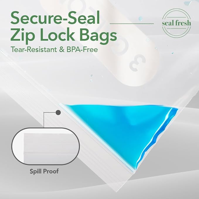 Seal Fresh 3 Gallon Large Plastic Storage Bags – 16" x 18" (30 Count) – Reusable XXL Extra Large Clear Jumbo Zip Bags with Sealable Zipper Top For Clothes, Travel, Moving