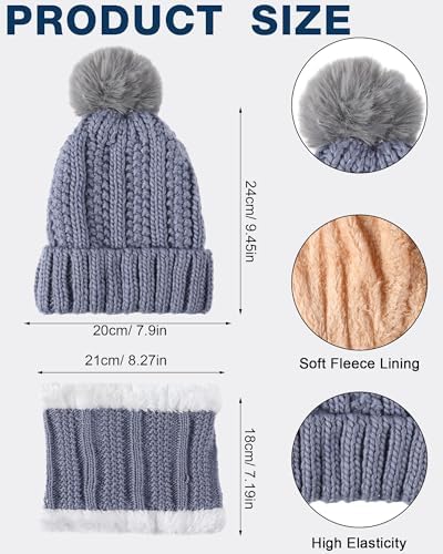 Suhine 18 Pcs Winter Beanie Hat Scarf Gloves Set for Women Include 6 Pcs Knit Hat Warm Beanie with Pompom 6 Pcs Fleece Lined Neck Warmer 6 Pair Warm Touchscreen Gloves for Women Gifts Christmas