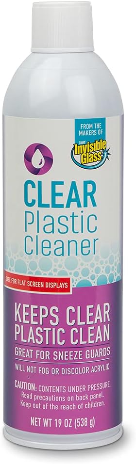 Invisible Glass 91014 Clear Plastic Cleaner – Cleans and Protects Plastic on Electronics, Appliances, Eyewear, Cars, Trucks, RVs, Boats & More, Helps Prevent Fog and Static – 19 oz