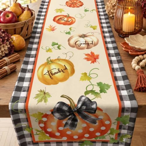OHOME Thanksgiving Decorations - Thanksgiving Table Runner | Thanks Giving Table Decor | Friendsgiving Party Decorations Centerpieces Supplies Essentials for Room Office Indoor