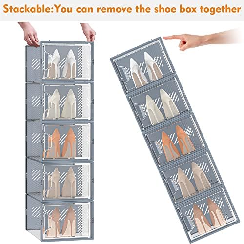 SIMPDIY XL Clear Shoe Storage Boxes, Stackable Shoe Organizer for Closet