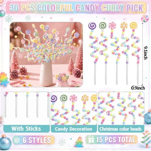 Yerliker 36 Pcs 13.78'' Giant Pastel Candy Christmas Tree Ornament, Macaron