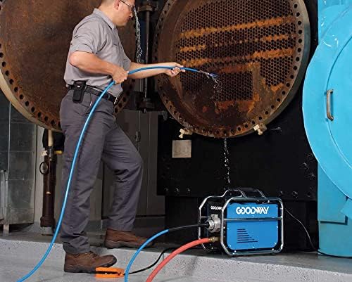 RAM PRO Goodway Compact Heat Exchanger Tube Cleaner - Reversible, Simultaneous Water Flush, Heavy-Duty Roll Cage, 115 volt, 60 hz