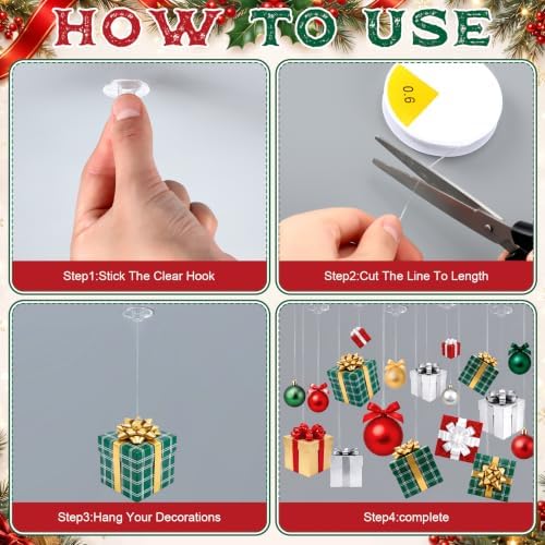 Epakh 44 Pcs Christmas Hanging Ceiling Decorations Ball and Gift Box Cutout