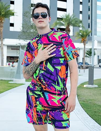 RAISEVERN Mens Romper Male Zipper Shorts Sleeve One Piece Bro Outfits