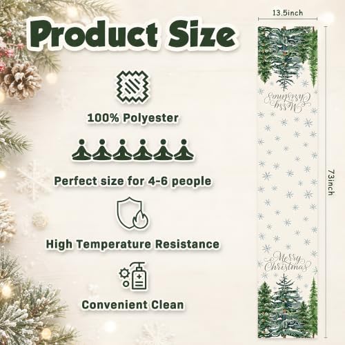 Christmas Decorations - Pine Tree Snowflake Merry Christmas Table Runner