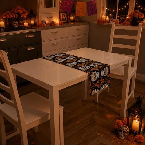 Dia De Los Muertos Decorations - Mexican Sugar Skull Table Runner