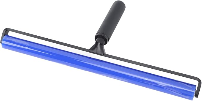 GOWENIC Static Dust Removal Roller, Sticky Blue Silicone Soft Cleaner Roller with Black Handle for Lint Pet Hair Lint Reusable Carpet Fabric (45.7cm / 18in)