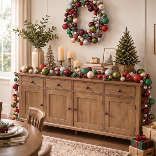2 Pcs 6 ft Christmas Ball Ornament Garland, Retro