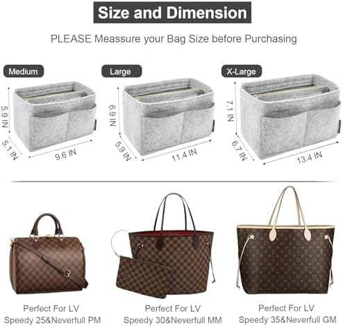 OMYSTYLE Purse Organizer Insert, Felt Tote Bag Organizer Insert with 5 Sizes, Handbag Dividers for Inside Purse, Compatible with Longchamp, Neverful, Speedy and More