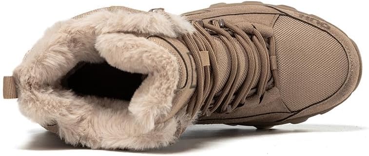 QUH Winter Snow Boots Waterproof Military Training Fur Lined Anti Slip Warm Boots Thickened Cotton Walking Ankle Boots For Man