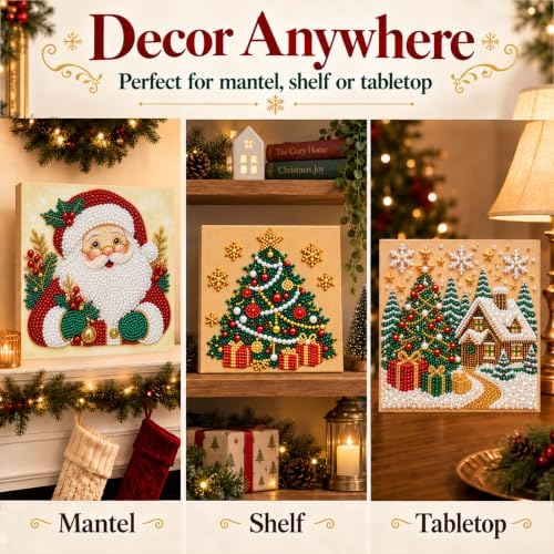 Diamond and Pearl Art Kits for Adults, Christmas Decorations, Framed Decor