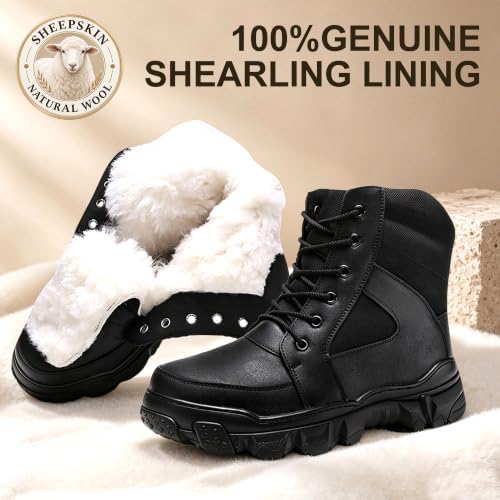 Men’s Shearling Lined Waterproof Leather Snow Boots