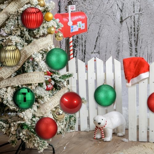 Poen 12 Pcs 6 Inch Classic Christmas Ball Ornaments Shatterproof
