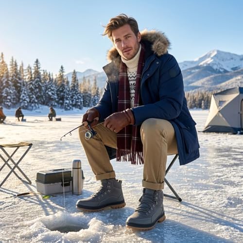 Wondamo Men's Snow Boots Lightweight Waterproof Winter Cold Weather Shoes
