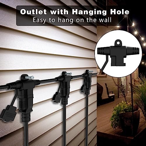 K KASONIC Outdoor Extension Cord 50 FT, Evenly Spaced 6 Outlets, Black