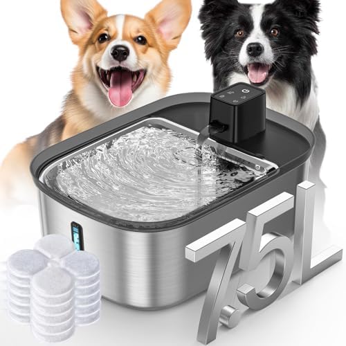Chumajor 7.5l Wireless Dog Water Fountain Stainless Steel with 6pcs Filters
