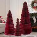 3 Pcs Large Honeycomb Christmas Tree,Classic,Burgundy