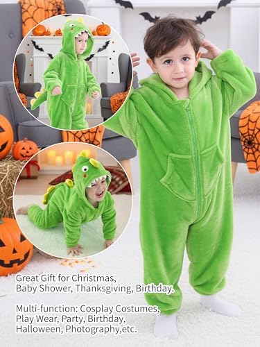 LOLANTA Boys' Girls' Dinosaur Shark Costume Flannel Jumpsuits Animal Onesie