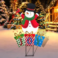 BRIGHTDECK Christmas Metal Stake Lights Outdoor Decorations, Joy Snowman
