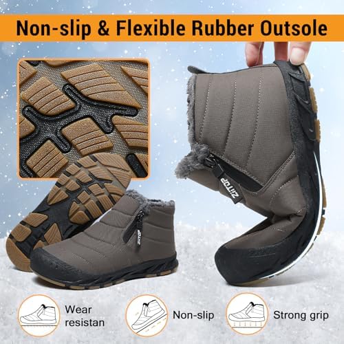 ziitop Snow Boots Mens Waterproof Winter Boots Fur Lined Warm Ankle Boots