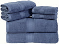 Hillfair Premium 600 GSM 6 Piece Cotton Towel Set - 2 Bath Towels, 2 Hand Towels, 2 Washcloths - Blue - Machine Washable, Hotel Quality, Super Soft & Highly Absorbent