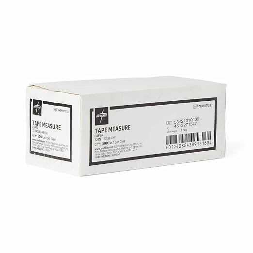 Medline Paper Measuring Tape, Flexible, Inches and Centimeters, Disposable, Great for Single Use, 72" (Pack of 500)