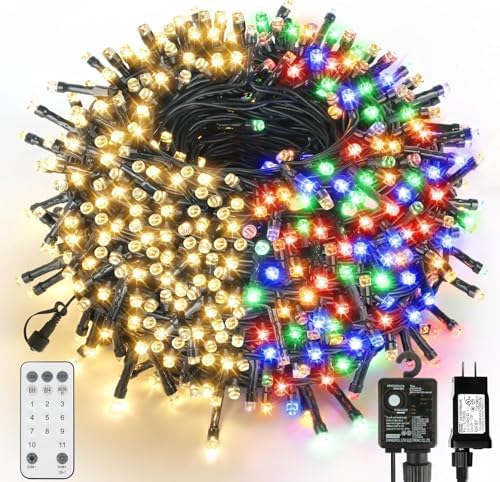 300 LED Warm White to Multicolor Christmas Tree Lights Outdoor