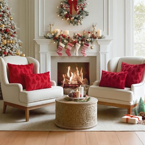 MIULEE Christmas Throw Pillow Covers Red Set of 2 20x20