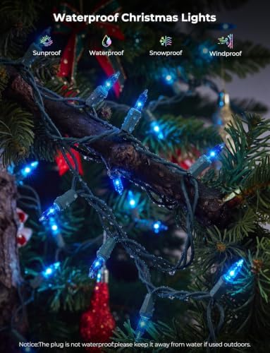 Brightown Blue Christmas Lights, 20FT 100 Count Incandescent Mini String Lights, Connectable Waterproof Fairy Light Christmas Decorations for Indoor Outdoor Xmas Tree Garland Garden Patio Party Decor